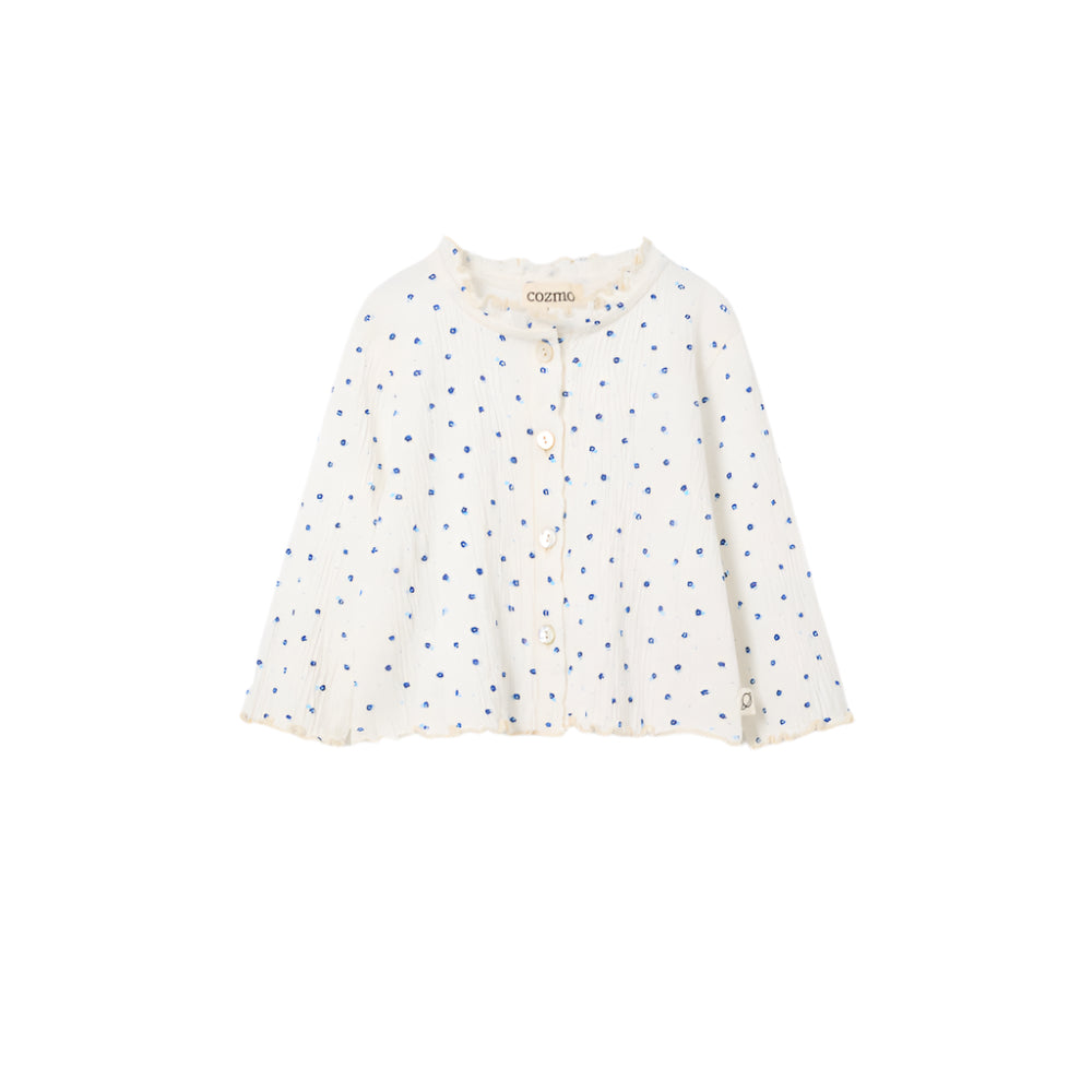 Floral Gauze Baby Top, Ivory Blue