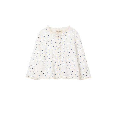 Floral Gauze Baby Top, Ivory Blue