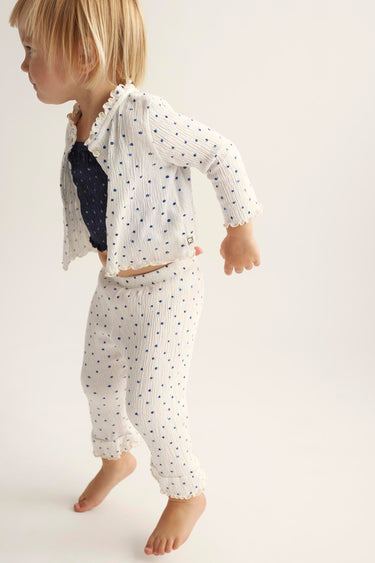 Floral Gauze Baby Top, Ivory Blue