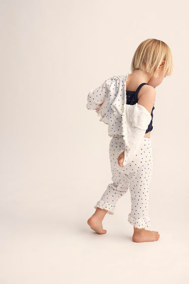 Floral Gauze Baby Top, Ivory Blue