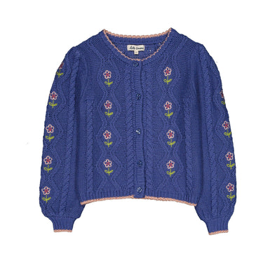 Lison Cableknit Cardigan, Storm Blue