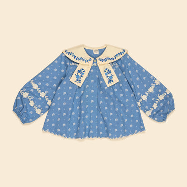 Maggie Sailor Blouse, Mountain Calico Blue