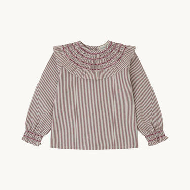 Oliva Blouse, Burgundy Stripes