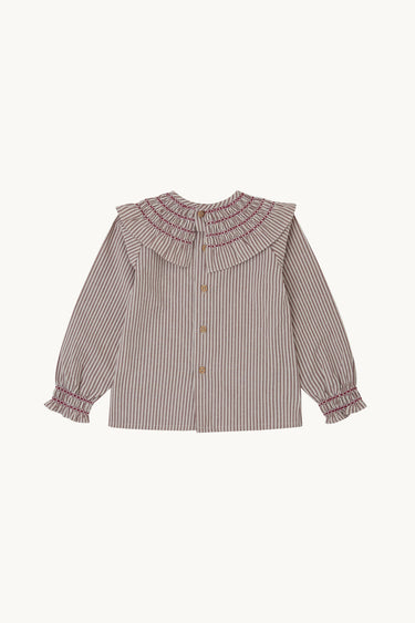 Oliva Blouse, Burgundy Stripes