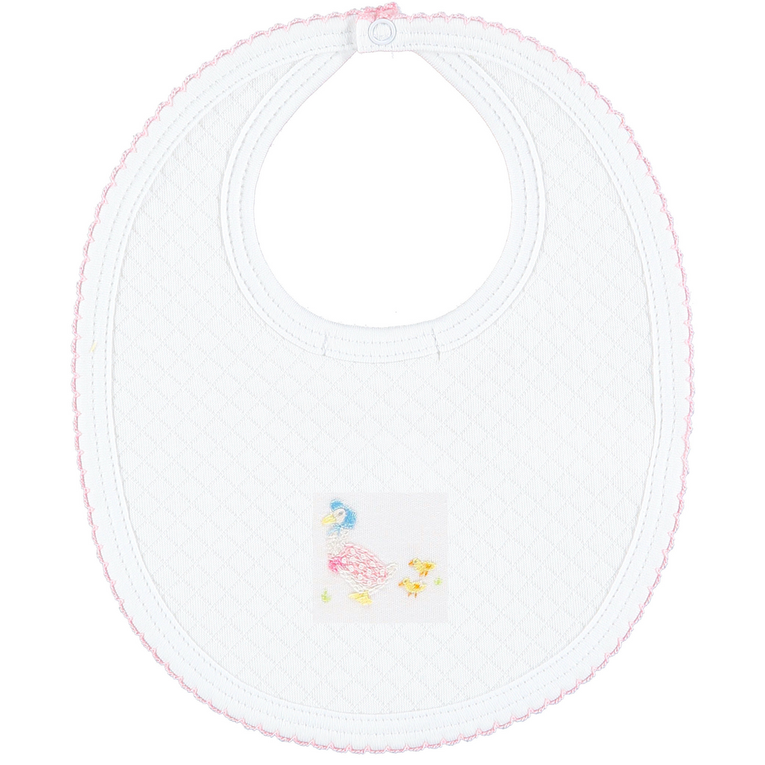 Jemima Puddle Duck Bib White Pink