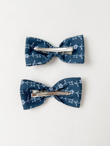 Set of Two Baby Bows, Needlework Blue