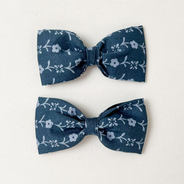 Set of Two Baby Bows, Needlework Blue