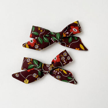 Pigtail Hair Bows, Liberty Daisy Brown