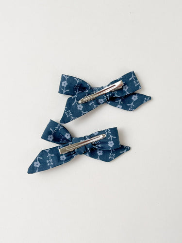 Pigtail Hair Bows, Needlework Blue