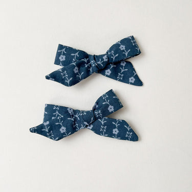 Pigtail Hair Bows, Needlework Blue