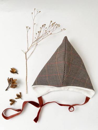 Wool Pixie Hat, Caramel Check