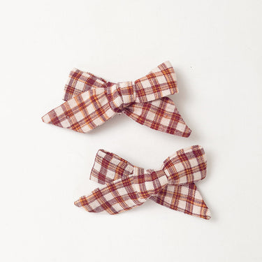 Pig Tail Hair Bows, Redwood Plaid