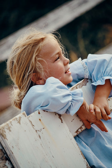 Ballerina Blouse, Light Blue Oxford