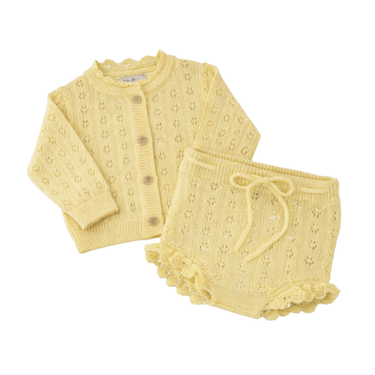 Summer Cardigan and Bloomer Knit Set, Butter Yellow