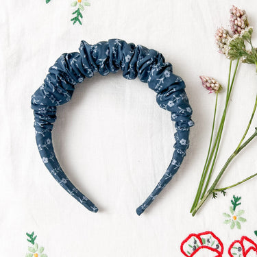 Ruffled Hairband, Needlework Blue
