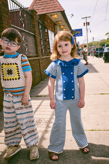 Ruffle Sailor Cardigan, Blue Ribbon Stripe