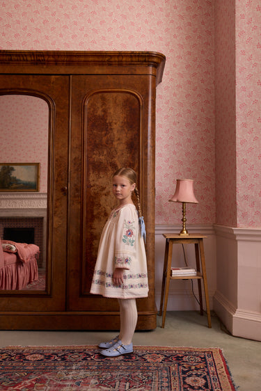 Stevie Long-sleeve Dress, Milk-Cream