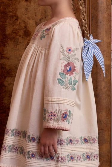 Stevie Long-sleeve Dress, Milk-Cream