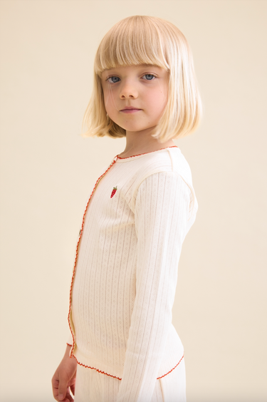 Flora Pointelle Cardigan and Legging Set, Cream