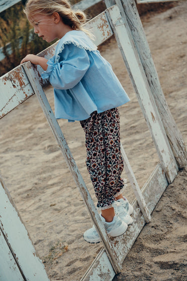 Ballerina Blouse, Light Blue Oxford
