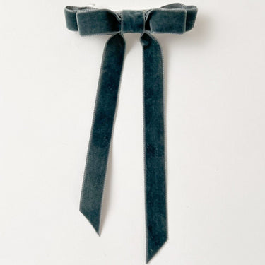 Velvet Hair Bow, Slate