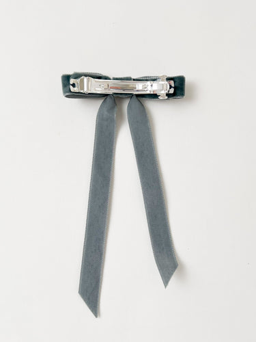 Velvet Hair Bow, Slate