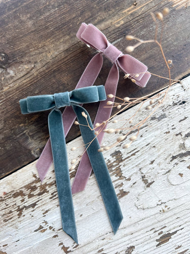 Velvet Hair Bow, Pale Plum
