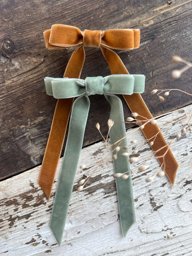 Velvet Hair Bow, Copper