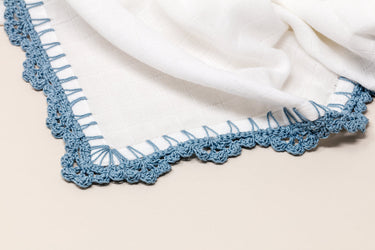 Large Muslin Swaddle with Wide Border, Light Moon