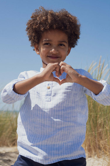 Emile Linen Shirt, Blue Stripe