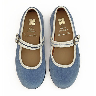 Velvet Mary Janes, Dusty Blue