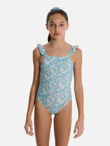 Lycra Ruffled Swimsuit, Liberty Betsy Azzurro