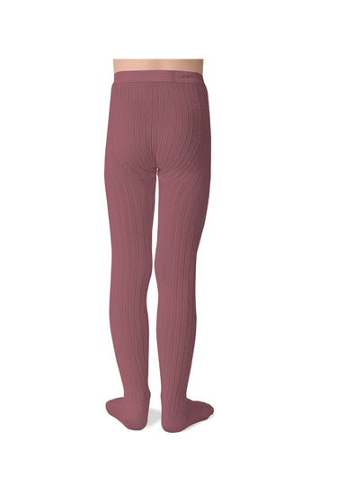 Louise Ribbed Tights, Raisin Rose