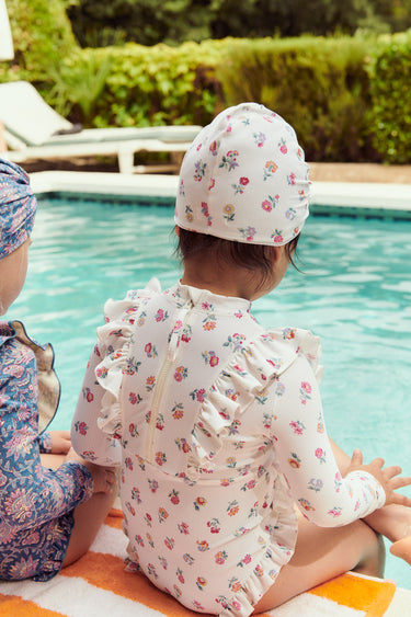 Aurelie Swimsuit, White Felicita Flowers