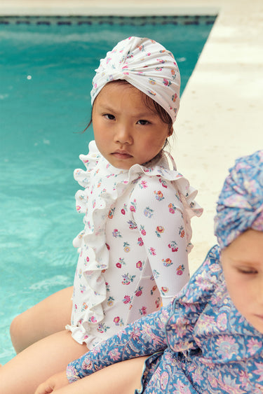Aurelie Swimsuit, White Felicita Flowers