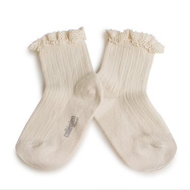 Lili Lace Trim Ribbed Ankle Socks, Doux Agneaux