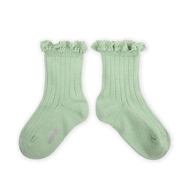 Lili Lace Trimmed Ankle Socks, Verveine