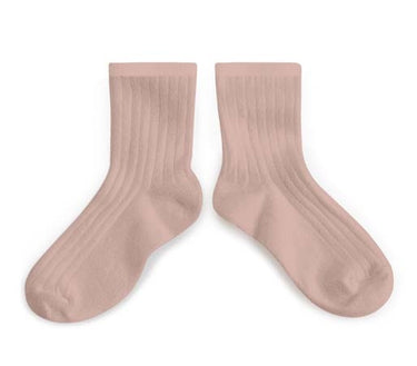 La Mini Ribbed Ankle Socks, Vieux Rose