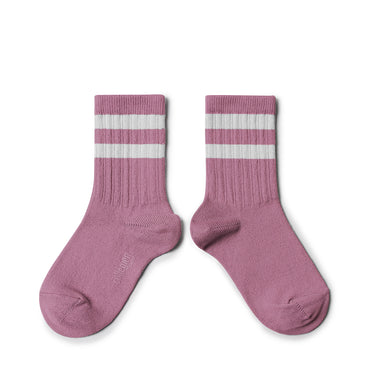 Nico  Ribbed Varsity Crew Socks, Rose Bonbon