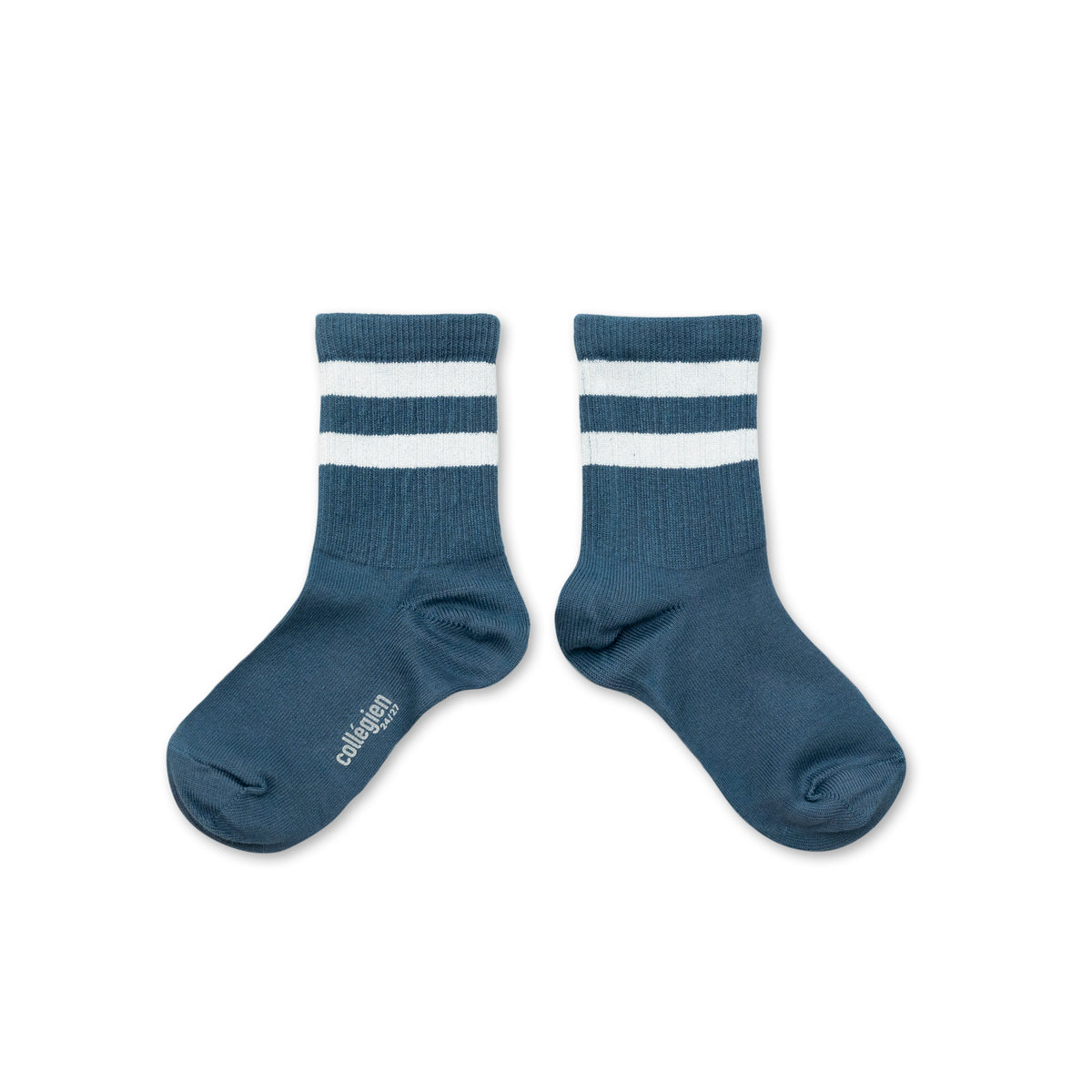 Nico Ribbed Varsity Crew Socks Bleu Cendré