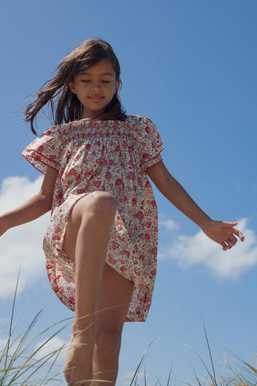 Ornella Hand-Smocked Dress, Liberty Felicite Poppy
