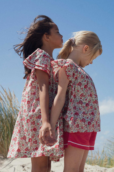 Ornella Hand-Smocked Dress, Liberty Felicite Poppy