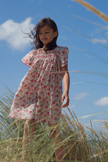 Ornella Hand-Smocked Dress, Liberty Felicite Poppy 8y Ornella Hand-Smocked Dress, Liberty Felicite Poppy 8y