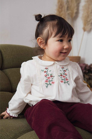 Kayla Embroidered Baby Blouse, White