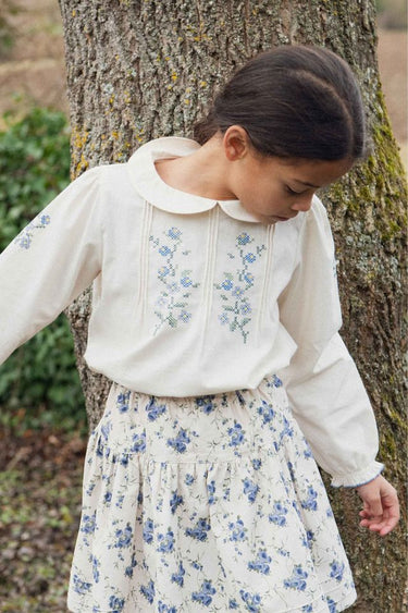 Sophie Corduroy Skirt, Blue Floral