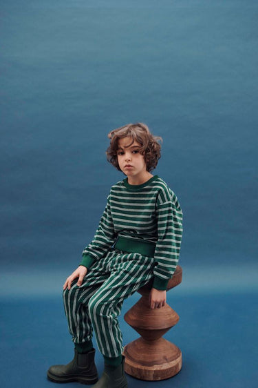 Velour Joggers, Kiwi Stripe