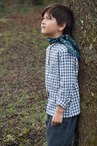 Arsene Flannel Shirt, Navy Gingham