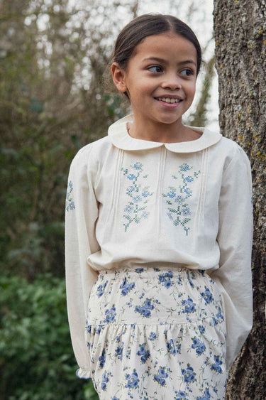 Sophie Corduroy Skirt, Blue Floral