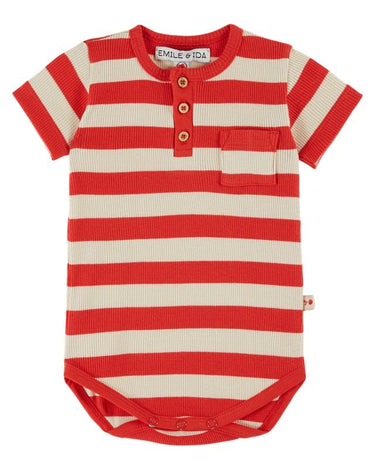 Baby Rib Bodysuit, Red Stripe