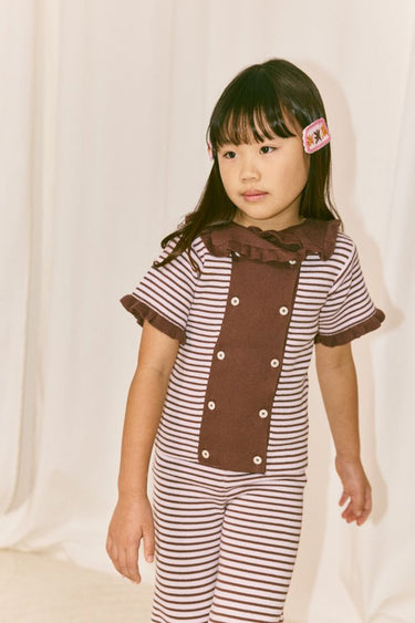 Ruffle Sailor Cardigan, Blue Ribbon Stripe